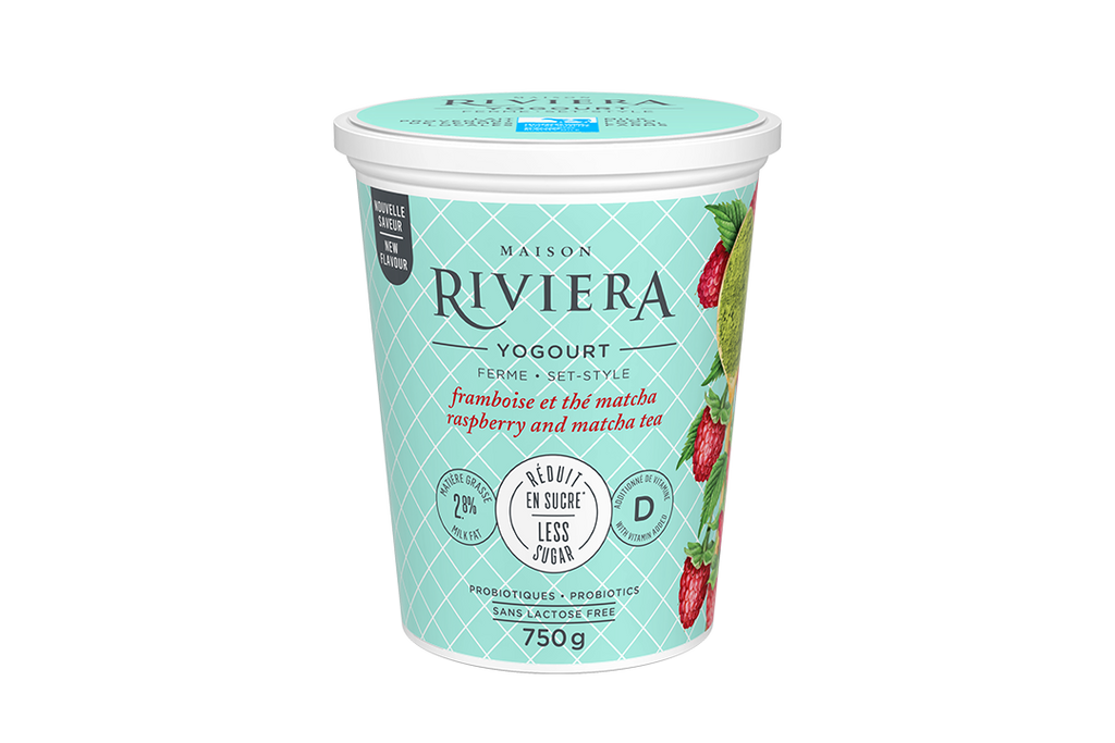 Yogourt ferme framboise et thé matcha