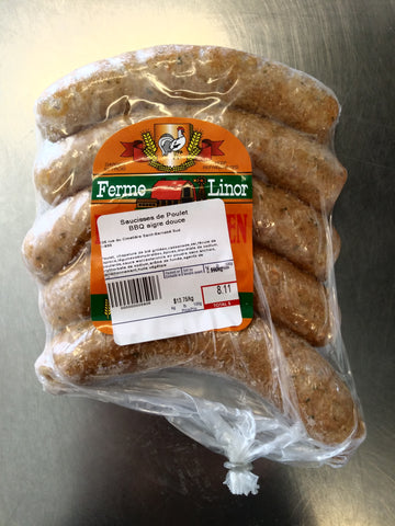 Saucisses au poulet, BBQ aigre douce